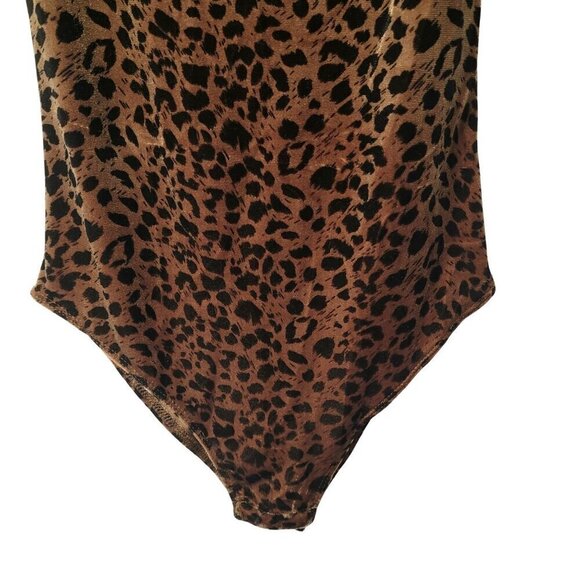 TOPSHOP Animal Print Cheetah Leopard Velvet Bodysuit Size 4 - Picture 6 of 11